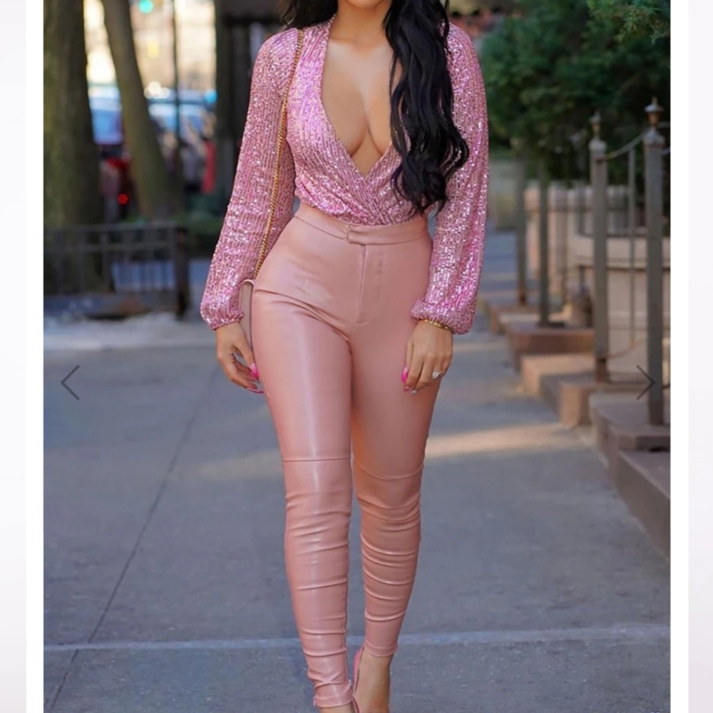 Mauve, faux leather Fashion Nova pants